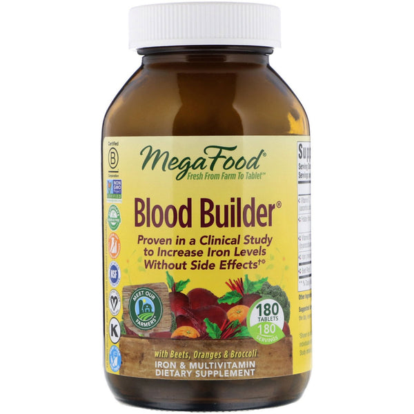 MegaFood, Blood Builder, Iron & Multivitamin Supplement, 180 Tablets - The Supplement Shop