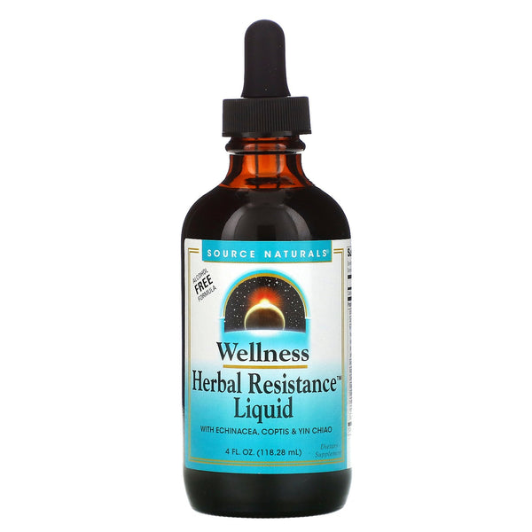 Source Naturals, Wellness, Herbal Resistance Liquid with Echinacea, Coptis & Yin Chiao, Alcohol Free, 4 fl oz (118.28 ml) - The Supplement Shop