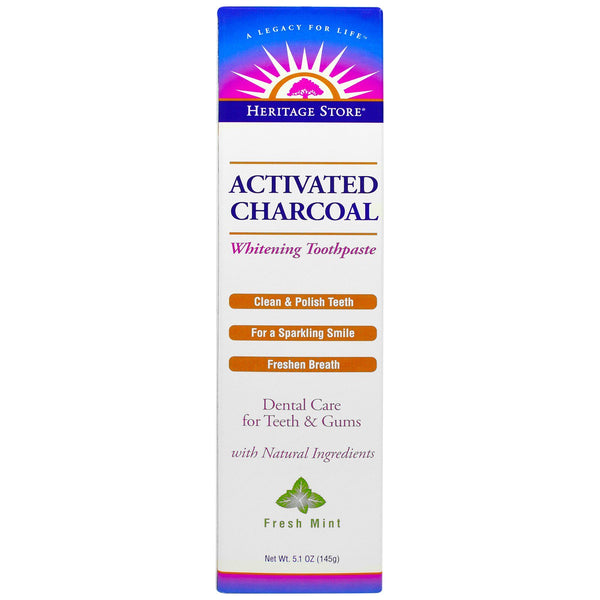 Heritage Store, Activated Charcoal Whitening Toothpaste, Fresh Mint, 5.1 oz (145 g) - The Supplement Shop