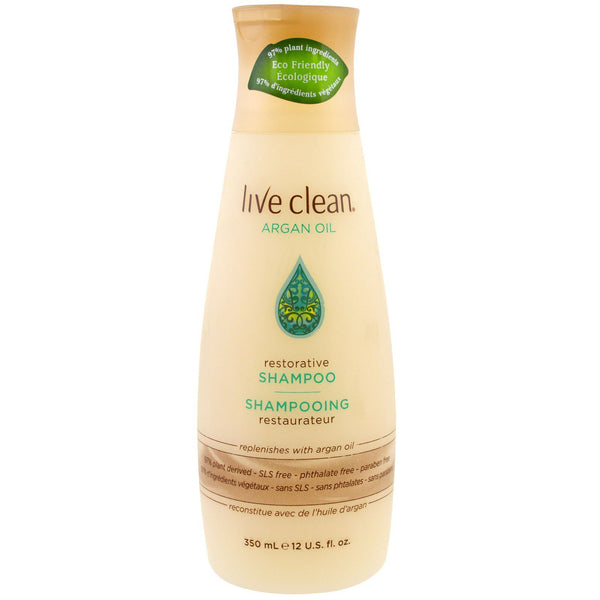 Live Clean, Restorative Shampoo, Argan Oil, 12 fl oz (350 ml) - The Supplement Shop