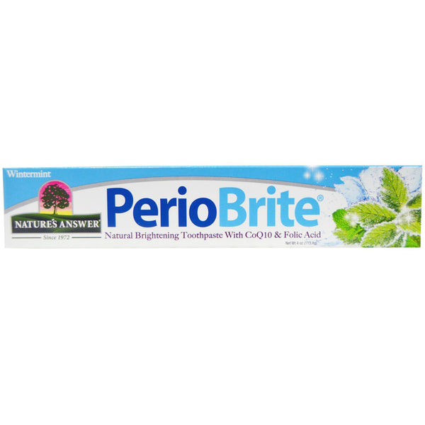 Nature's Answer, PerioBrite, Natural Brightening Toothpaste with CoQ10 & Folic Acid, Wintermint, 4 fl oz (113.4 g) - The Supplement Shop
