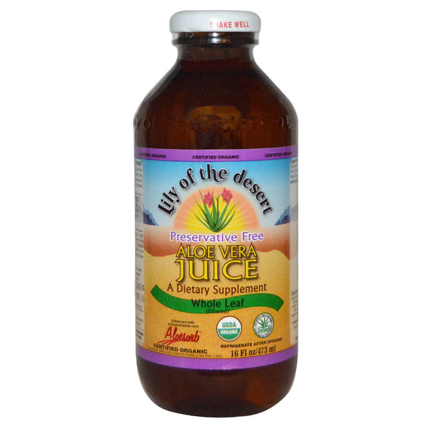 Lily of the Desert, Organic, Aloe Vera Juice, Whole Leaf, 16 fl oz (473 ml) - The Supplement Shop