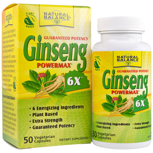 Natural Balance, Ginseng Powermax 6X, 50 Vegetarian Capsules - The Supplement Shop
