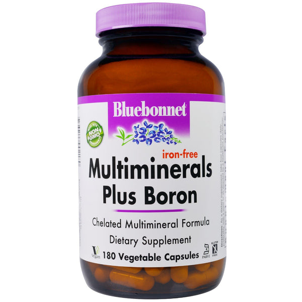 Bluebonnet Nutrition, Multiminerals Plus Boron, Iron-Free, 180 Vegetable Capsules - The Supplement Shop