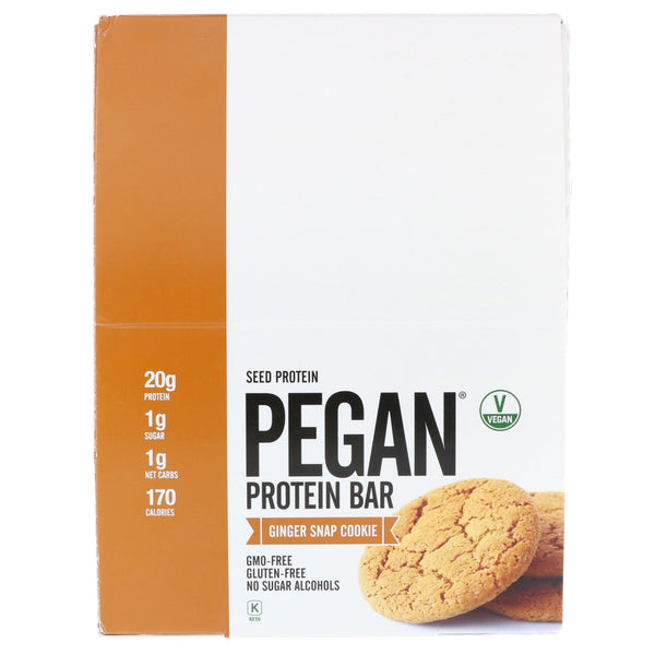 Julian Bakery, Pegan Protein Bar, Seed Protein, Ginger Snap Cookie, 12 Bars, 2.28 oz (64.7 g) Each - The Supplement Shop