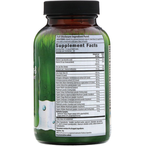Irwin Naturals, Pure Defense Mushroom-8, Immune Support, 60 Liquid Soft-Gels - The Supplement Shop