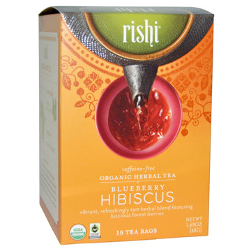 Rishi Tea, Organic Herbal Tea, Blueberry Hibiscus, 15 Tea Bags, 1.69 oz (48 g)