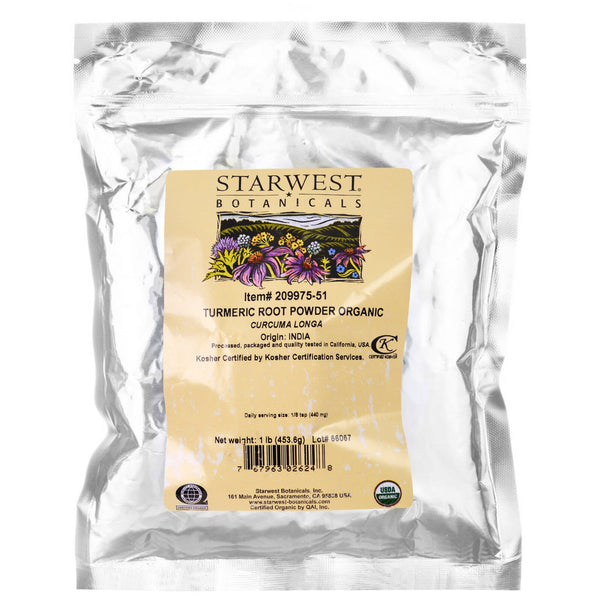 Starwest Botanicals, Turmeric Root Powder Organic, 1 lb (453.6 g) - The Supplement Shop