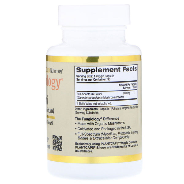 California Gold Nutrition, Reishi (Ganoderma Lucidum), Full-Spectrum, Certified Organic, Cellular Support, 90 Plantcaps - The Supplement Shop