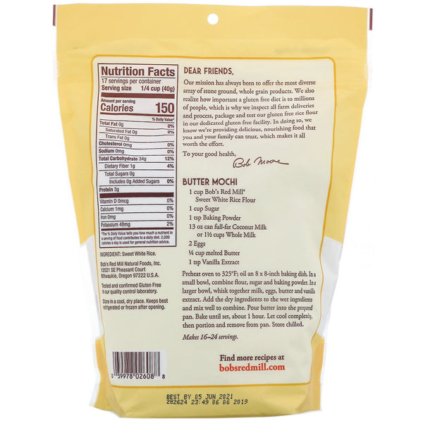 Bob's Red Mill, Sweet White Rice Flour, 24 oz (680 g) - The Supplement Shop