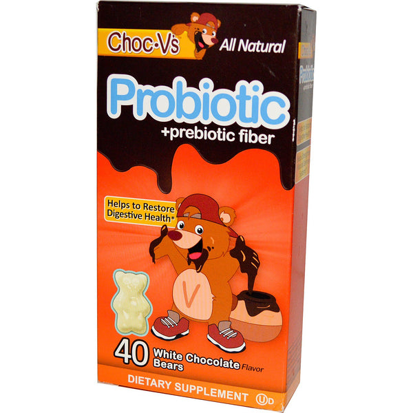 YumV's, Probiotic + Prebiotic Fiber, White Chocolate, 40 Bears - The Supplement Shop