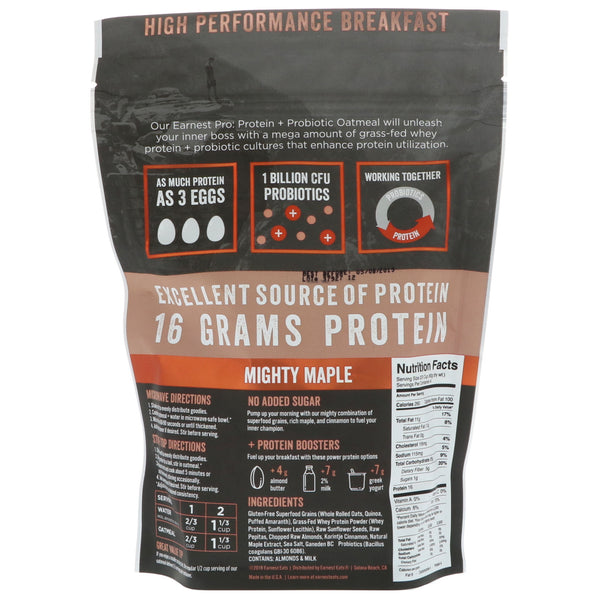 Earnest Eats, Protein Probiotic Oatmeal, Mighty Maple, 8 oz (227 g) - The Supplement Shop