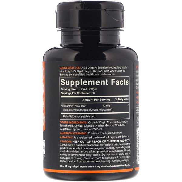 Sports Research, Astaxanthin Made With Coconut Oil, Triple Strength, 12 mg, 60 Softgels - The Supplement Shop