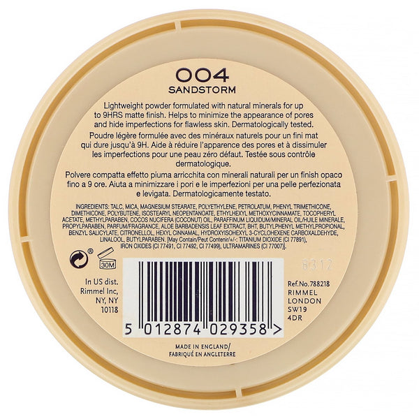 Rimmel London, Stay Matte Pressed Powder, Lightweight Mattifying, 004 Sandstorm, 0.49 oz (14 g) - The Supplement Shop