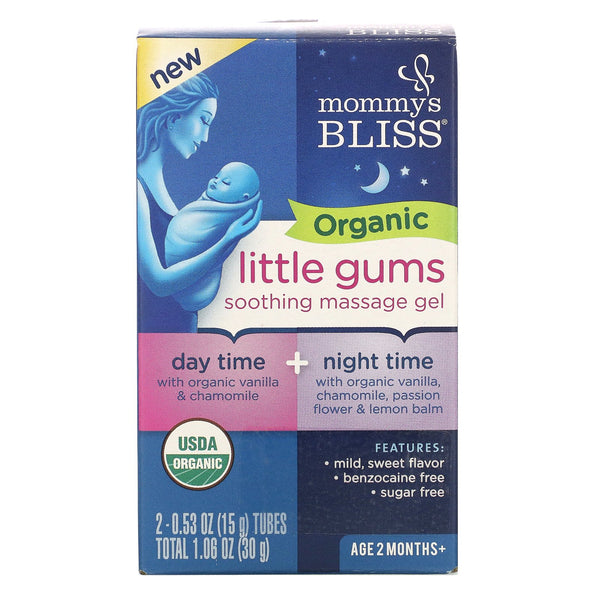 Mommy's Bliss, Organic Little Gums, Soothing Massage Gel, Day/Night Pack , Age 2 Months+, 2 Tubes , 0.53 oz (15 g) Each - The Supplement Shop