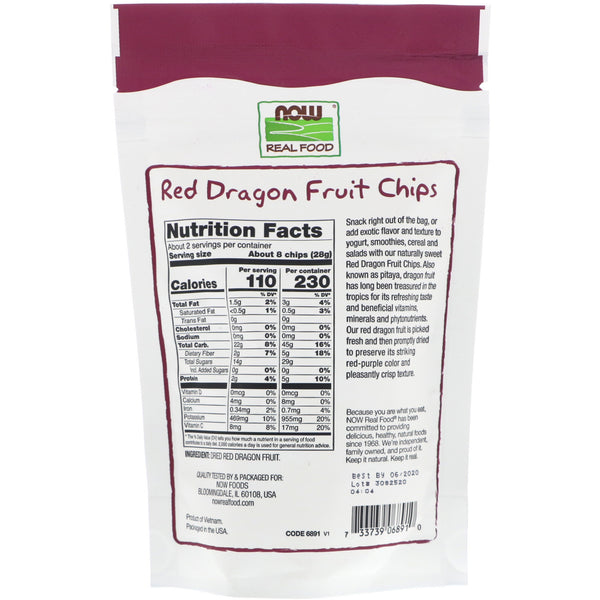 Now Foods, Real Foods, Red Dragon Fruit Chips, 2 oz (57 g) - The Supplement Shop