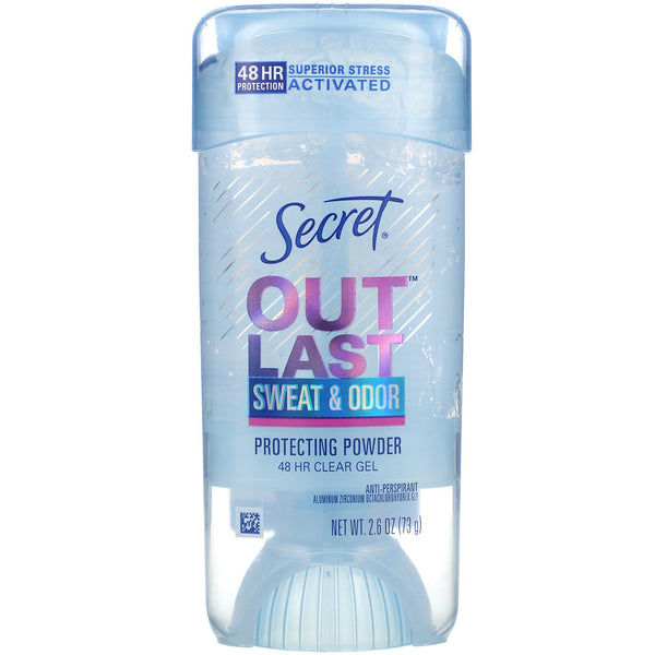 Secret, Outlast, 48 Hr Clear Gel Deodorant, Protecting Powder, 2.6 oz (73 g) - The Supplement Shop