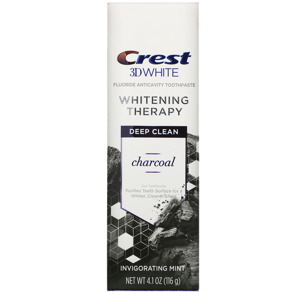 Crest, 3D White, Whitening Therapy, Fluoride Anticavity Toothpaste, Charcoal, Invigorating Mint, 4.1 oz (116 g) - The Supplement Shop