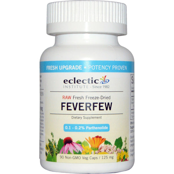 Eclectic Institute, Raw Fresh Freeze-Dried, Feverfew, 125 mg, 90 Non-GMO Veg Capsules - The Supplement Shop