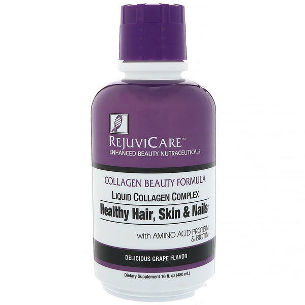 Rejuvicare, Collagen Beauty Formula, Liquid Collagen Complex, Healthy Hair, Skin & Nails, Grape, 16 fl oz (480 ml) - The Supplement Shop