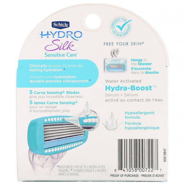 Schick, Hydro Silk, Sensitive Care, 4 Cartridges - The Supplement Shop