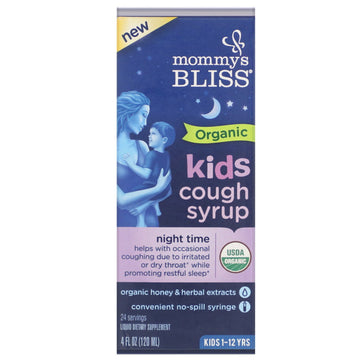 Mommy's Bliss, Kids, Organic Cough Syrup, Night Time, 1-12 Yrs, 4 fl oz (120 ml)