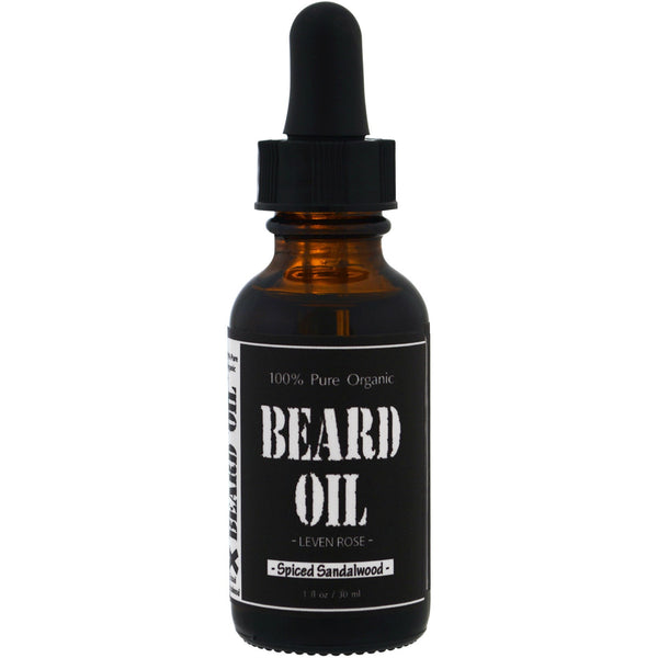 Leven Rose, 100% Pure Organic Beard Oil, Spiced Sandalwood, 1 fl oz (30 ml) - The Supplement Shop