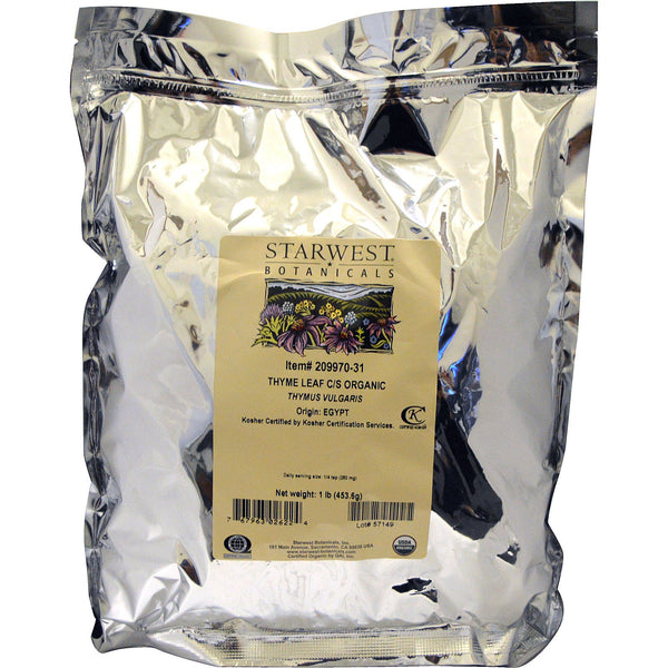 Starwest Botanicals, Organic Thyme Leaf C/S, 1 lb (453.6 g) - The Supplement Shop