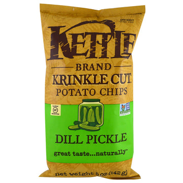 Kettle Foods, Krinkle Cut Potato Chips, Dill Pickle, 5 oz (142 g)