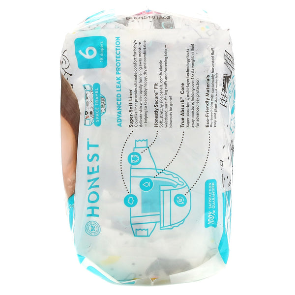 The Honest Company, Honest Diapers, Super-Soft Liner, Size 6, Space Travel, 35+ Pounds, 18 Diapers - The Supplement Shop