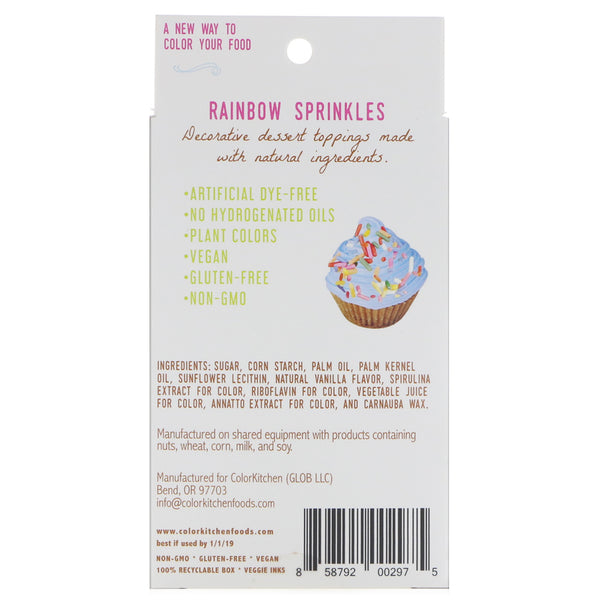 ColorKitchen, Rainbow, Sprinkles From Nature, Rainbow Sprinkles, 1.25 oz (35.44 g) - The Supplement Shop