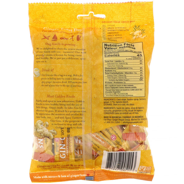 The Ginger People, Gin Gins, Chewy Ginger Candy, Spicy Turmeric, 5.3 oz (150 g) - The Supplement Shop