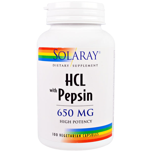 Solaray, HCL with Pepsin, 650 mg, 100 Vegetarian Capsules - The Supplement Shop