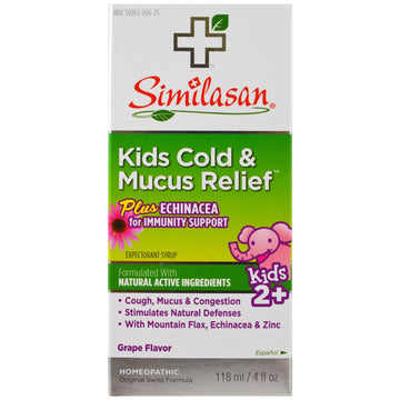 Similasan, Kids Cold & Mucus Relief, Grape Flavor, Kids 2+, 4 fl oz (118 ml)
