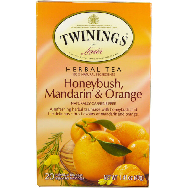 Twinings, Herbal Tea, Honeybush, Mandarin & Orange, Caffeine Free, 20 Individual Tea Bags, 1.41 oz (40 g) - The Supplement Shop