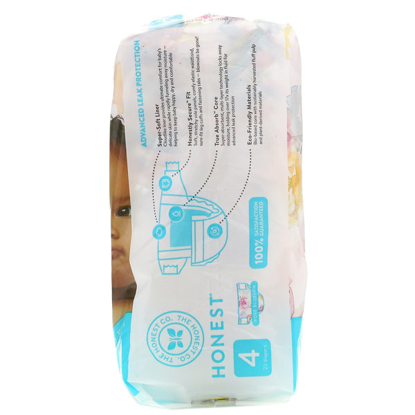 The Honest Company, Honest Diapers, Size 4, 22 - 37 Pounds, Rose Blossom, 23 Diapers - The Supplement Shop