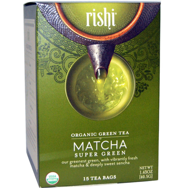 Rishi Tea, Organic Green Tea, Matcha Super Green, 15 Tea Bags 1.43 oz (40.5 g) - The Supplement Shop