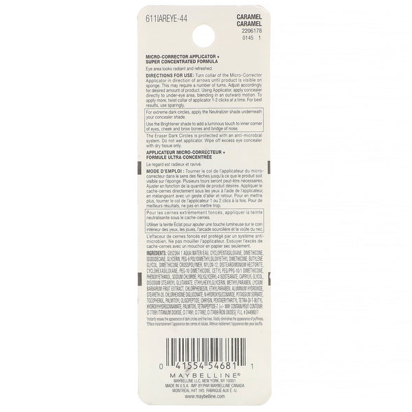 Maybelline, Instant Age Rewind, Eraser Dark Circles Treatment Concealer, 144 Caramel , 0.2 fl oz (6 ml) - The Supplement Shop