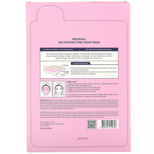 Mediheal, Air Packing, Pink Wrap Mask, 5 Sheets, 0.67 fl. oz (20 ml) Each - The Supplement Shop