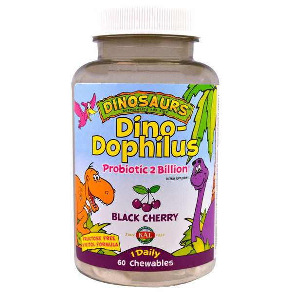 KAL, Dino-Dophilus, Black Cherry, 60 Chewables - The Supplement Shop