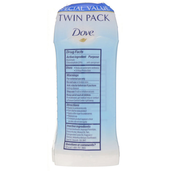 Dove, Invisible Solid Deodorant, Original Clean, 2 Pack, 2.6 oz (74 g) Each - The Supplement Shop