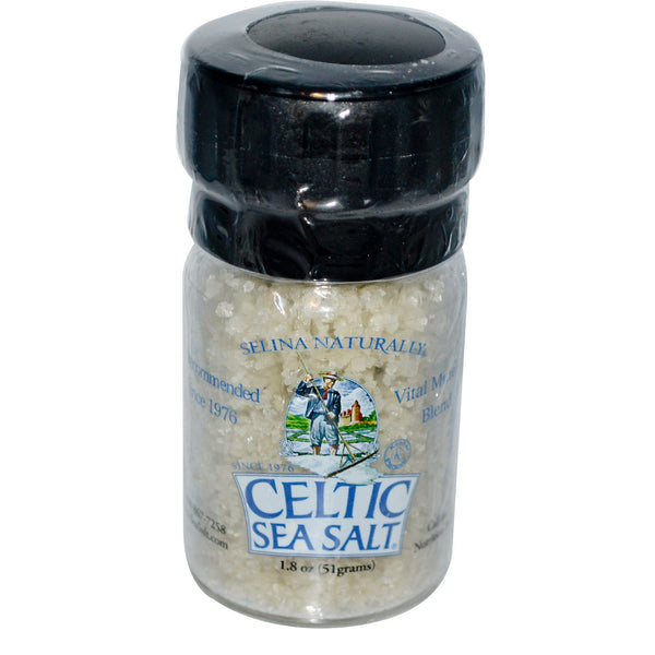 Celtic Sea Salt, Light Grey Celtic, Vital Mineral Blend , Mini Salt Grinder , 1.8 oz (51 g) - The Supplement Shop