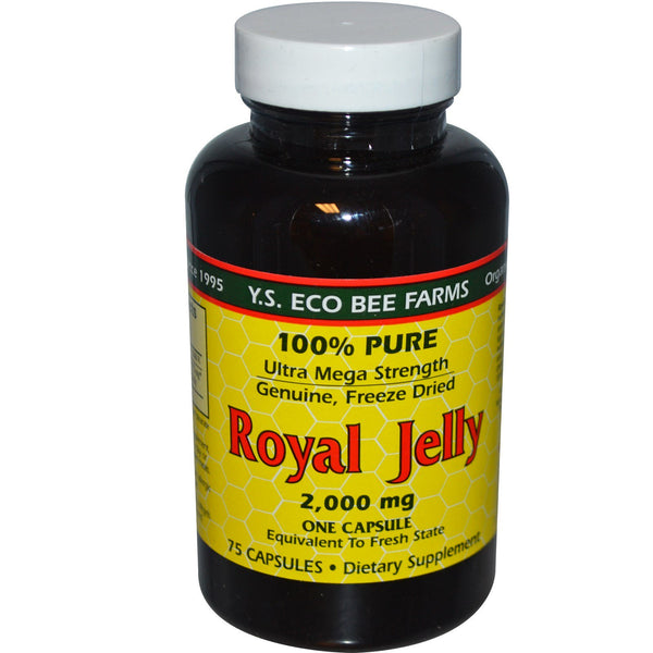 Y.S. Eco Bee Farms, Royal Jelly, 100% Pure, 2,000 mg, 75 Capsules - The Supplement Shop