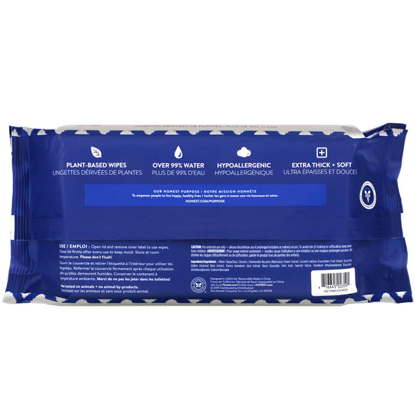 The Honest Company, Plant-Based Wipes, Blue Ikat, 72 Wipes - The Supplement Shop