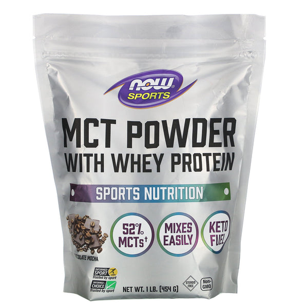 Now Foods, Sports, MCT Powder with Whey Protein, Chocolate Mocha, 1 lb (454 g) - The Supplement Shop