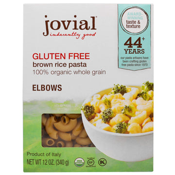 Jovial, Organic Brown Rice Pasta, Elbows, Gluten Free, 12 oz (340 g)