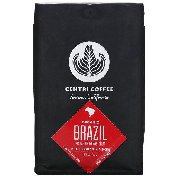 Cafe Altura, Organic Centri Coffee, Brazil, Whole Bean, Milk Chocolate + Almond, 12 oz (340 g) - The Supplement Shop