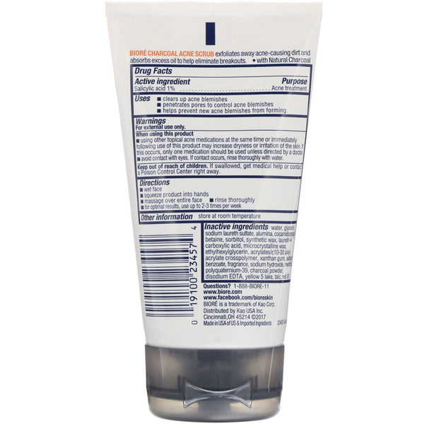 Biore, Charcoal Acne Scrub, 4.5 oz (127 g) - The Supplement Shop