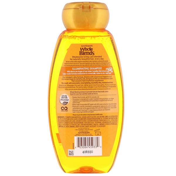 Garnier, Whole Blends, Illuminating Shampoo, Moroccan Argan & Camellia Oils Extracts, 12.5 fl oz (370 ml) - The Supplement Shop