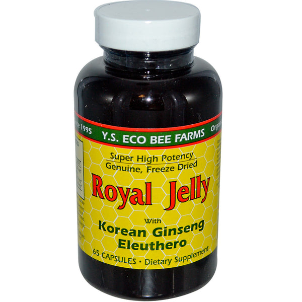 Y.S. Eco Bee Farms, Royal Jelly, with Korean Ginseng Eleuthero, 65 Capsules - The Supplement Shop